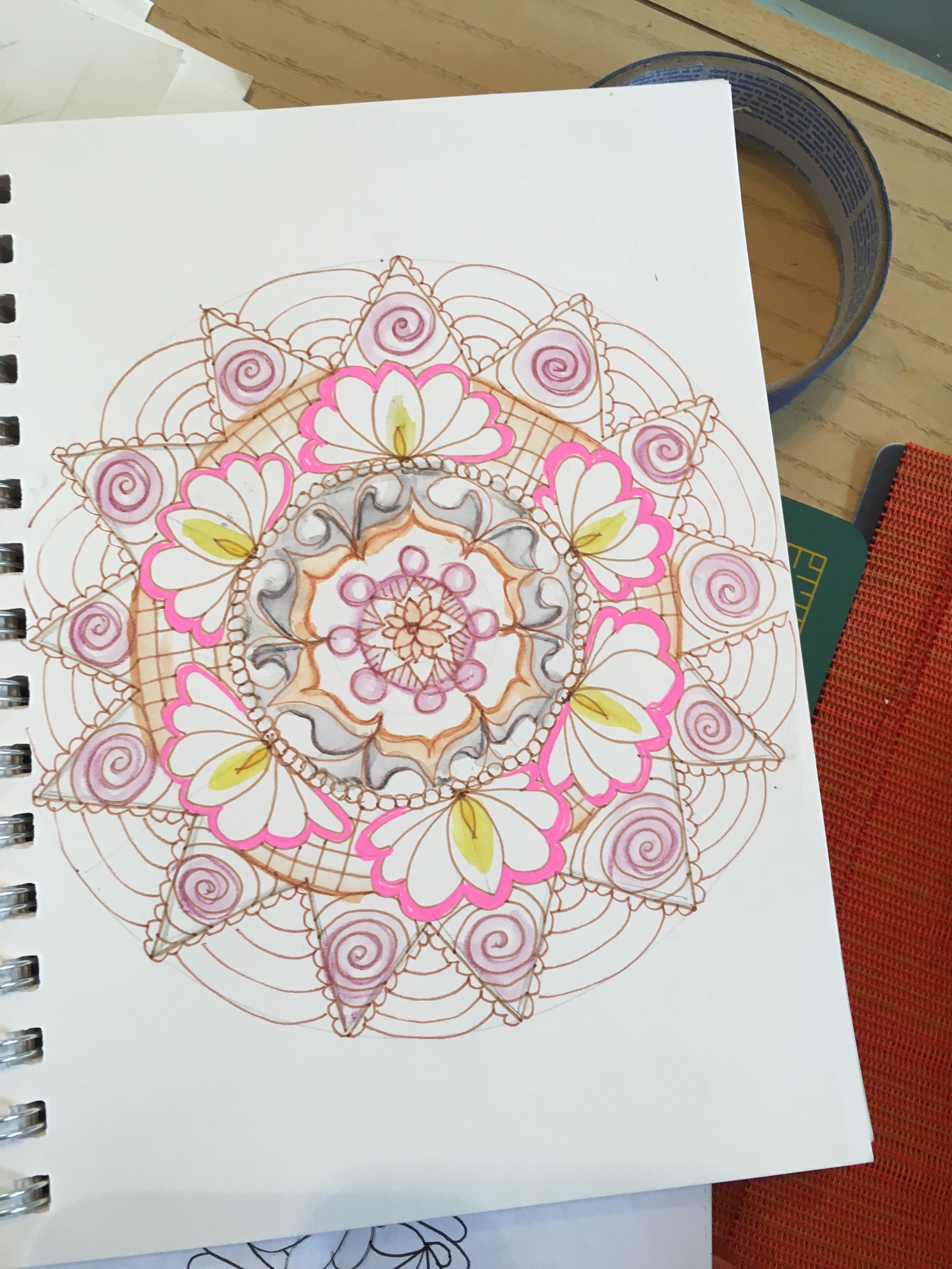 mandala doodle colored pencil
